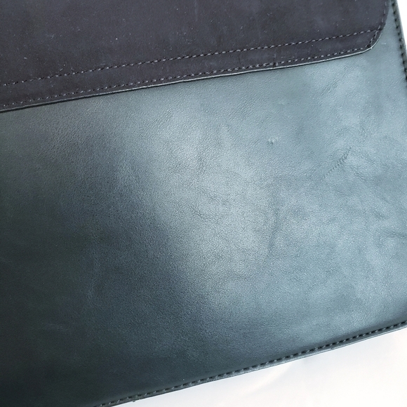 ASOS Black Satchel Vegan Leather and Faux Suede Bag Purse - Picture 7 of 11